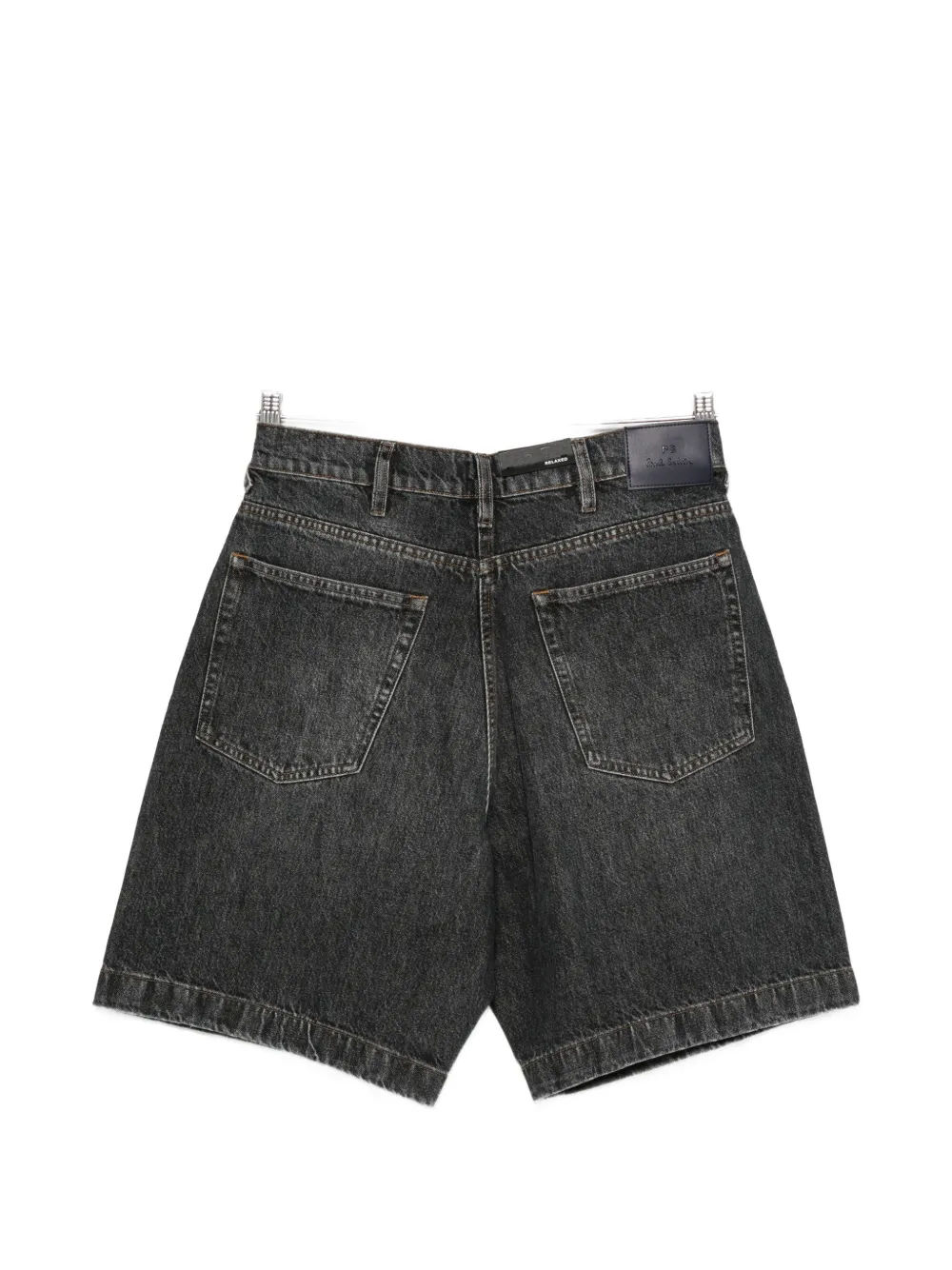 PS Paul Smith Denim shorts met logopatch en vervaagd effect Zwart