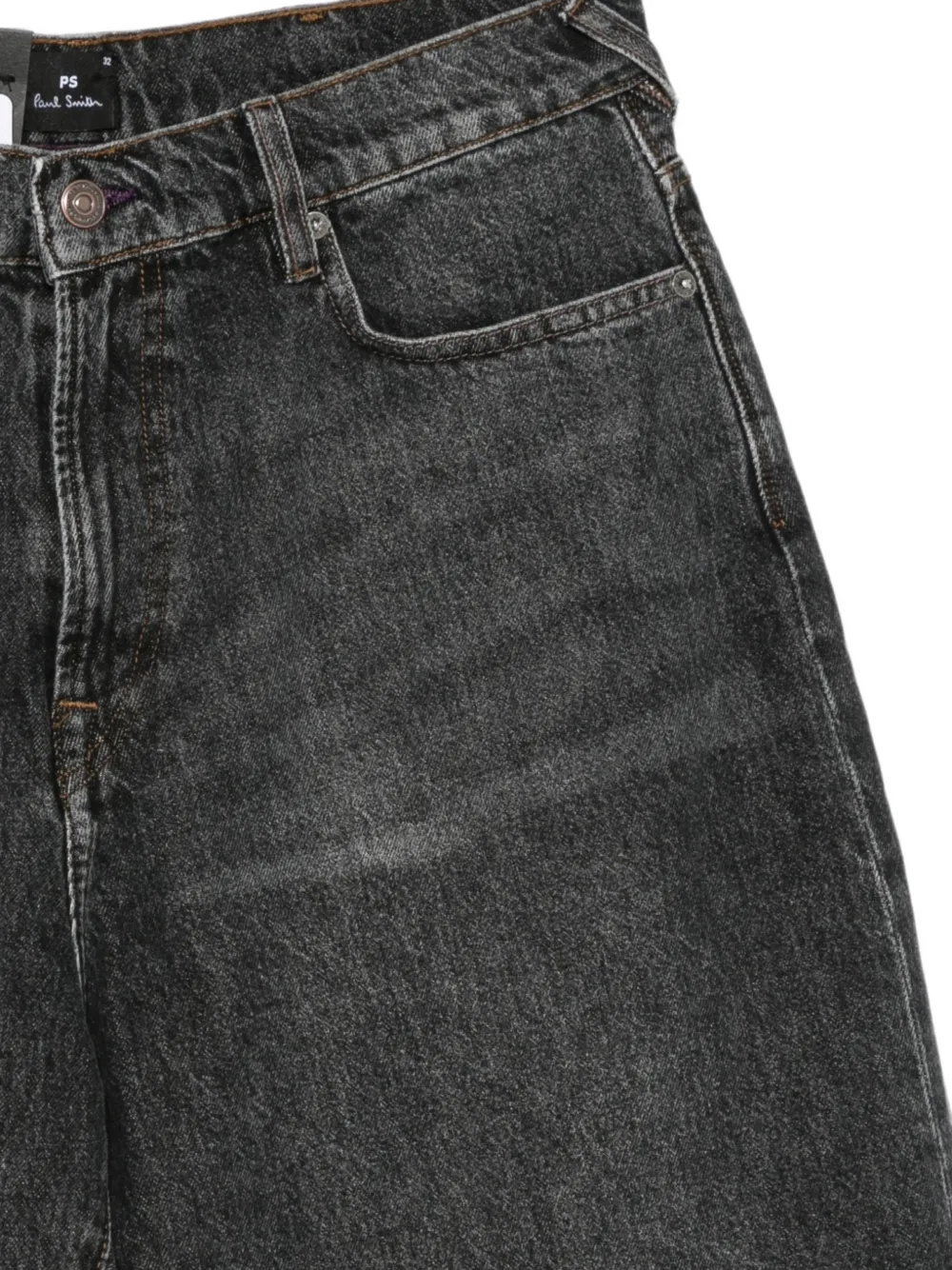 PS Paul Smith Denim shorts met logopatch en vervaagd effect Zwart