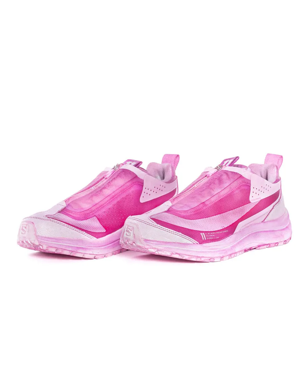 11 By Boris Bidjan Saberi x Salomon Bamba2 Low zip-up sneakers Roze