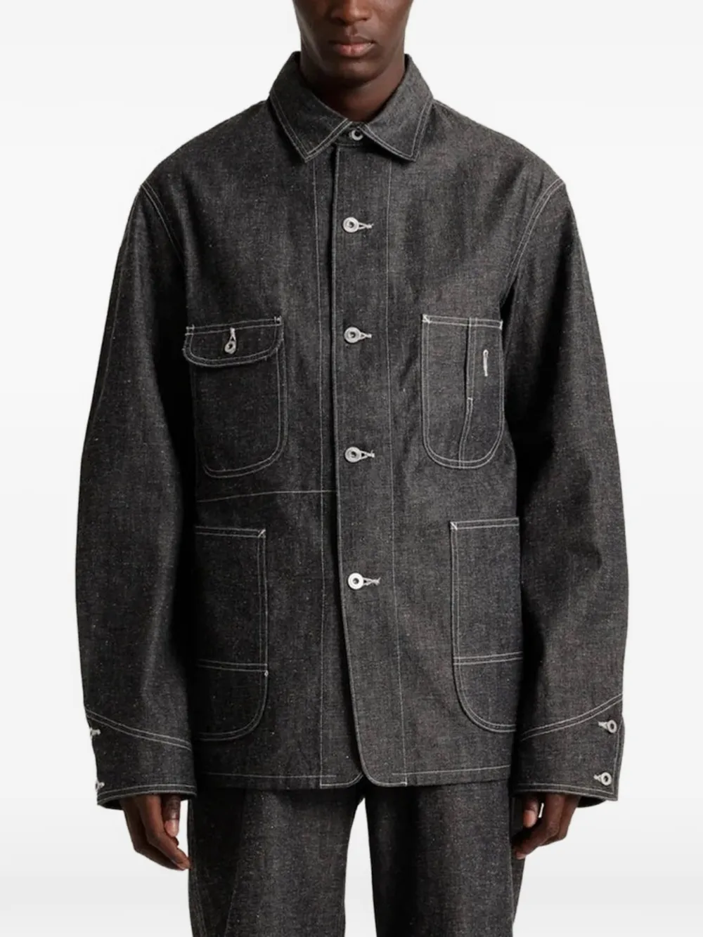 TAIGA TAKAHASHI Lot.716 beschadigd denim jack Grijs