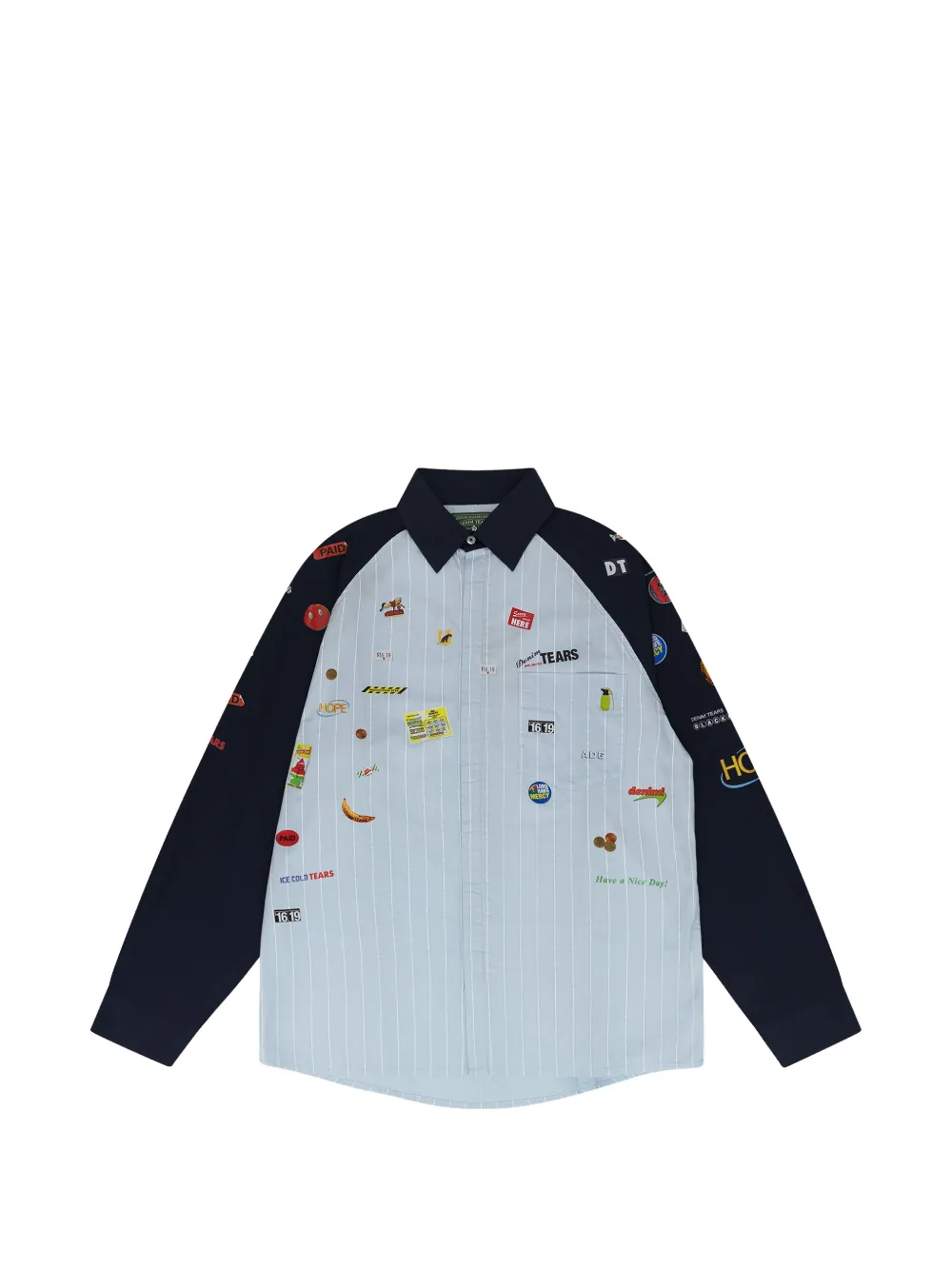 Denim Tears patch-detail striped shirt - Blau