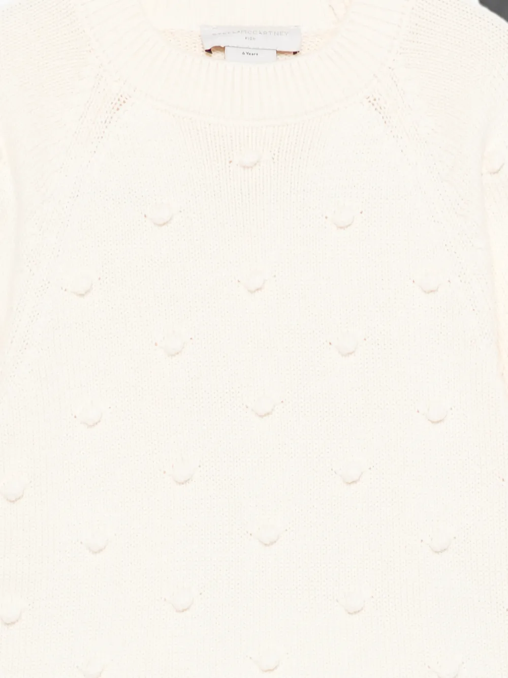 Stella McCartney Kids Gebreide trui met bolletjes en franje Beige