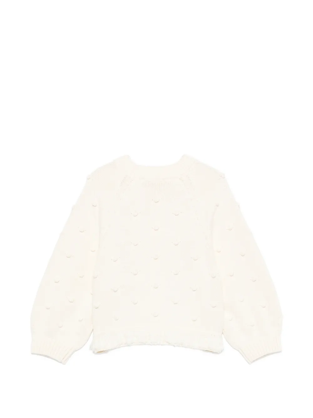 Stella McCartney Kids Gebreide trui met bolletjes en franje Beige
