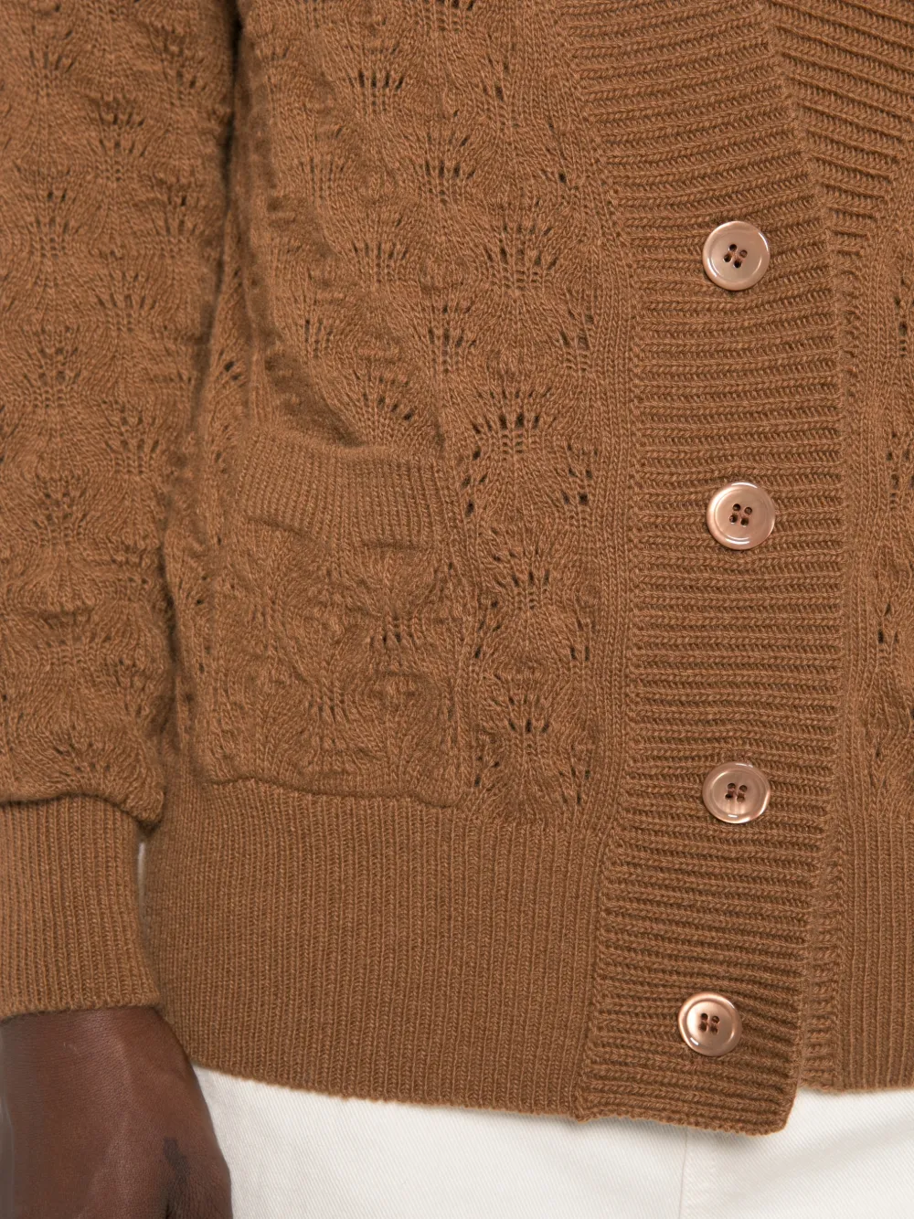 Ermanno Scervino cable-knit pointelle-trim cardigan Bruin