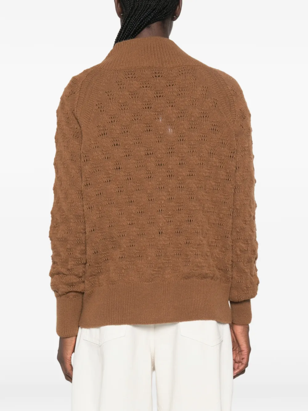 Ermanno Scervino cable-knit pointelle-trim cardigan Bruin