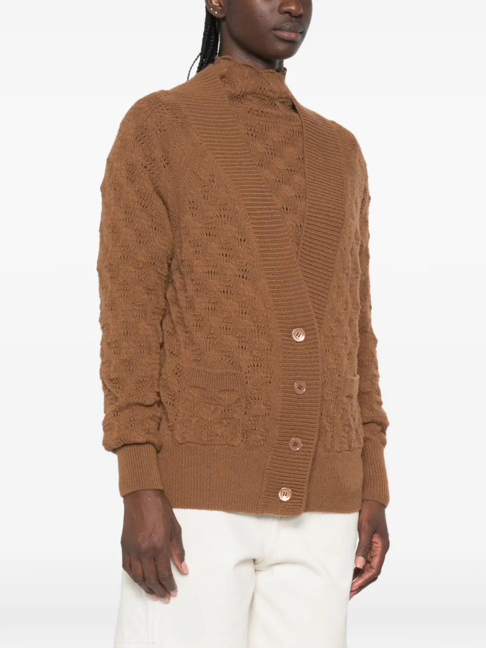 Ermanno Scervino cable-knit pointelle-trim cardigan Bruin