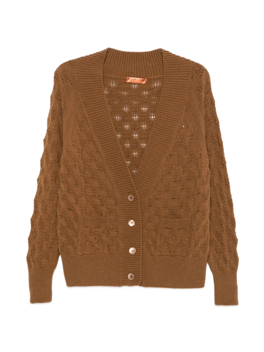 Ermanno Scervino cable-knit pointelle-trim cardigan Bruin