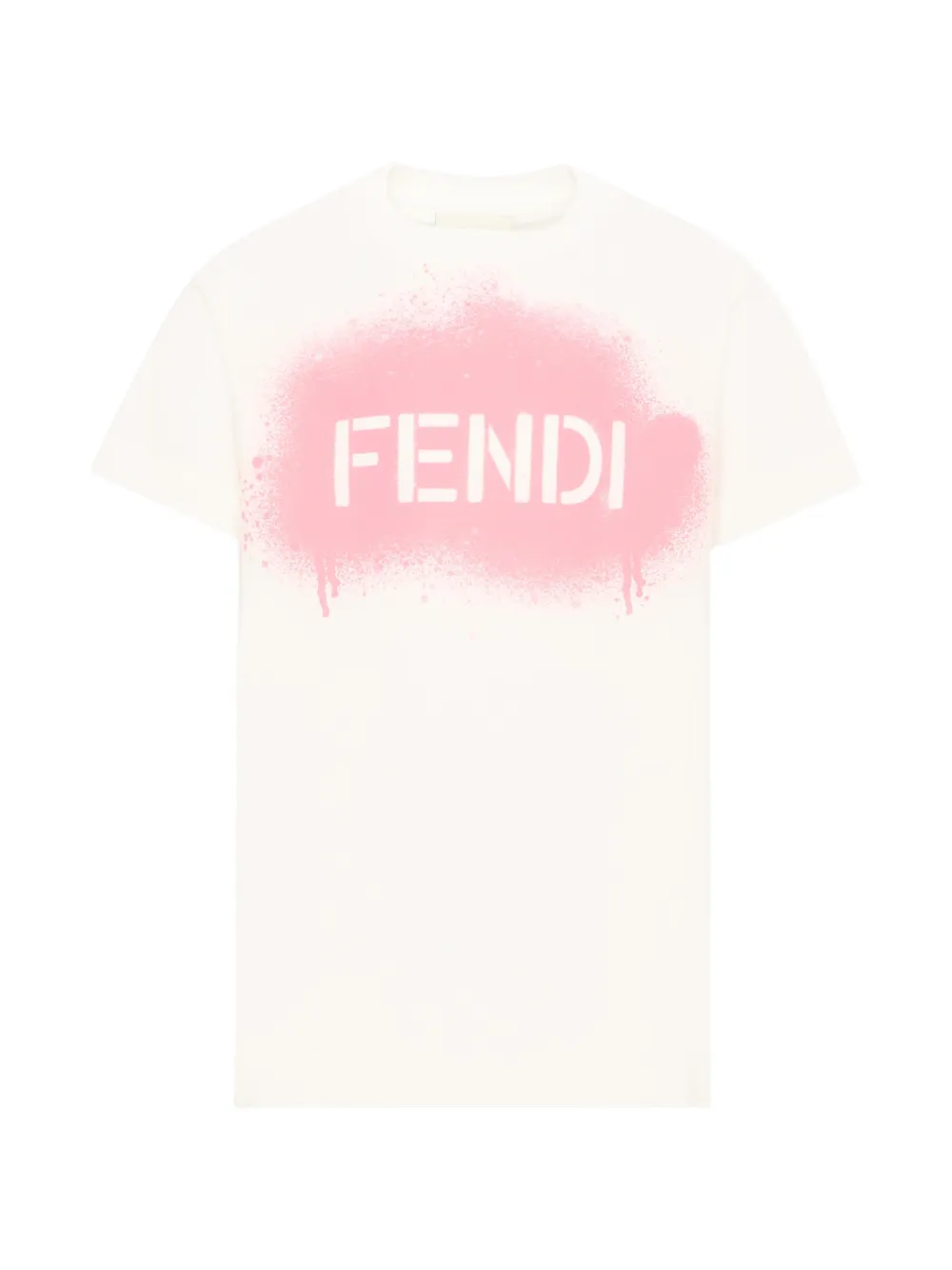 Fendi Kids spray-paint logo T-shirt - Bianco
