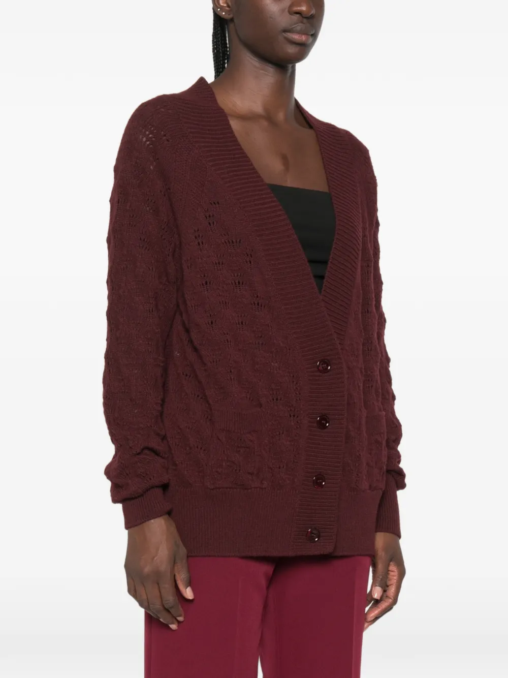 Ermanno Scervino Kabelgebreid vest met pointelle afwerking Rood