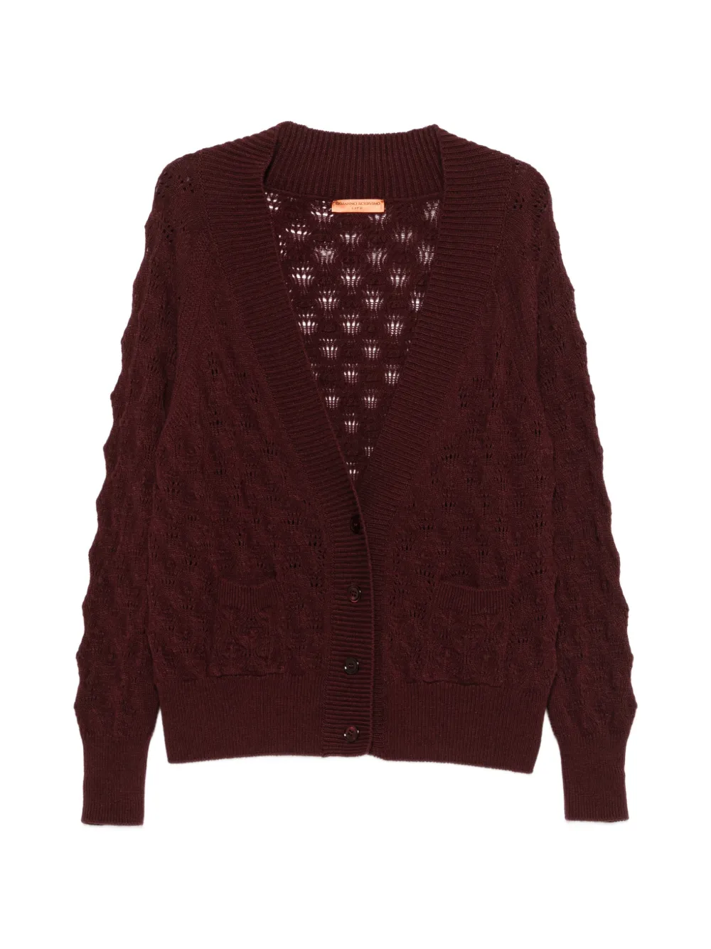 Ermanno Scervino cable-knit pointelle-trim cardigan - Rosso
