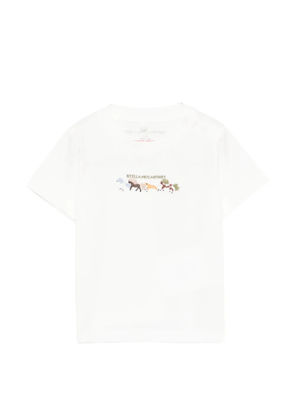 Stella McCartney Kids round-neck embroidered T-shirt - Bianco