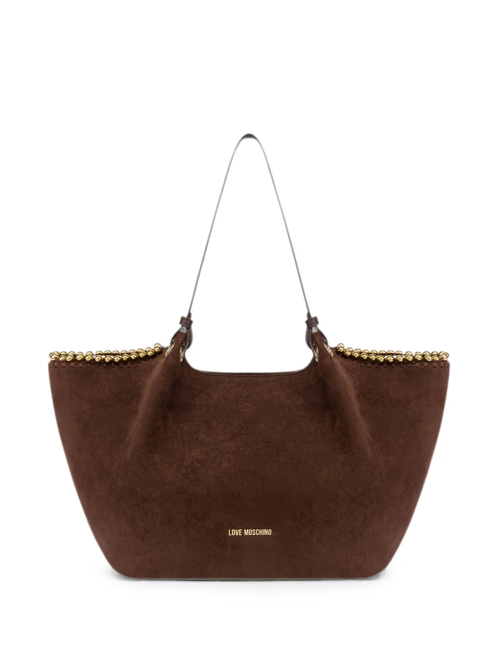 Love Moschino stud-embellished faux-suede shoulder bag - Marrone