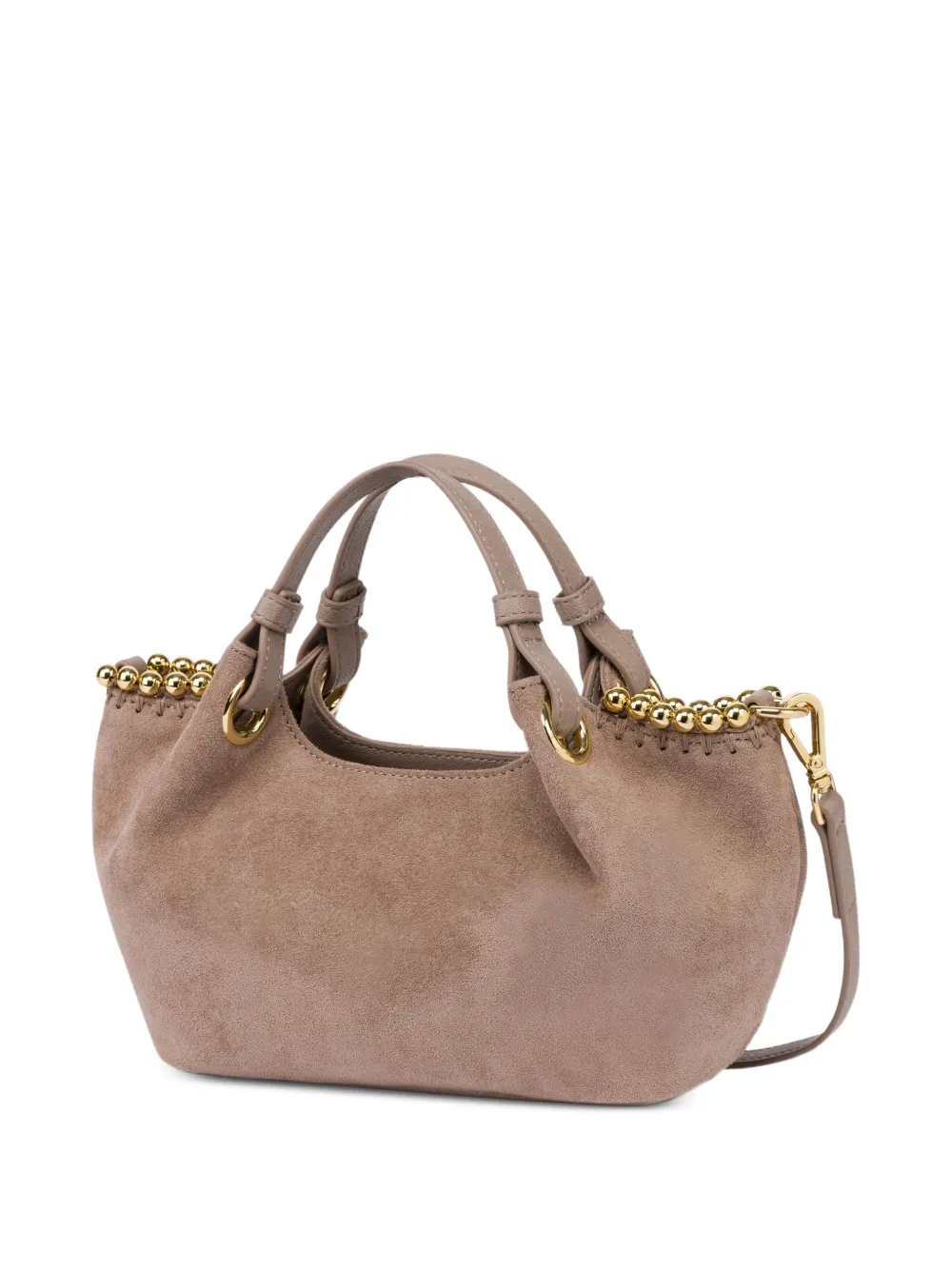 Love Moschino Schoudertas van imitatiesuède verfraaid met kralen Beige