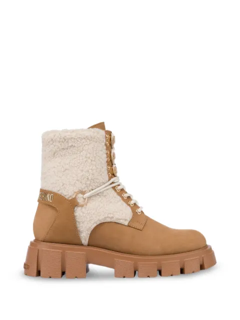 Love Moschino shearling-trim lace-up boots