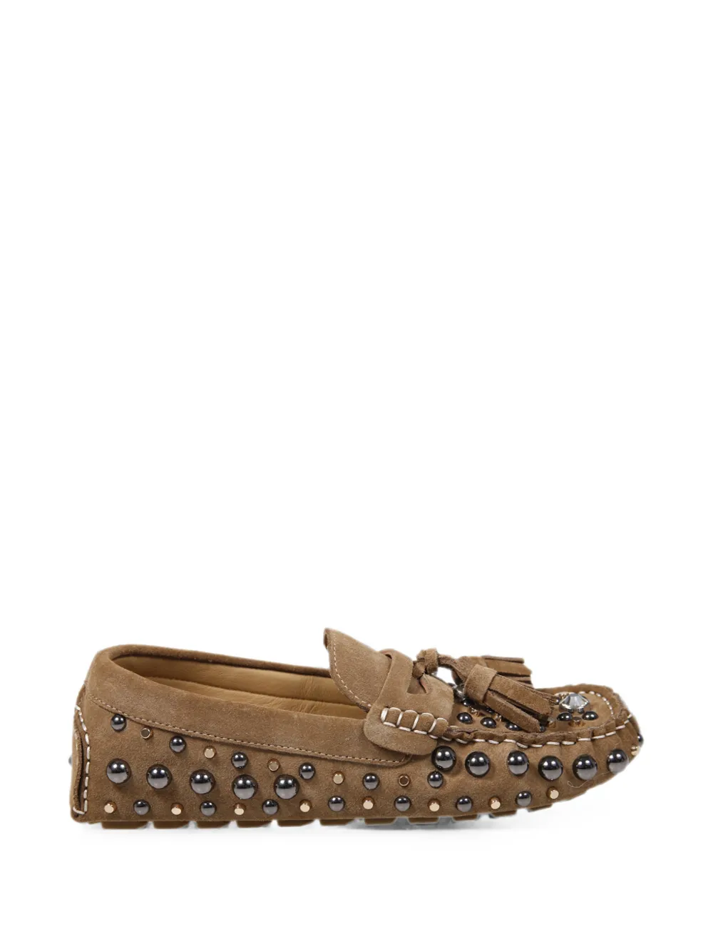 strategia shoes stud-embellished tassel loafers - Braun