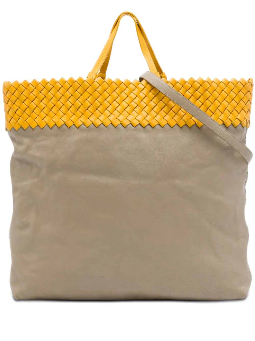 Bottega Veneta Pre-Owned 2012-2026 Intrecciato Trimmed Bicolor Nappa satchel - Gelb