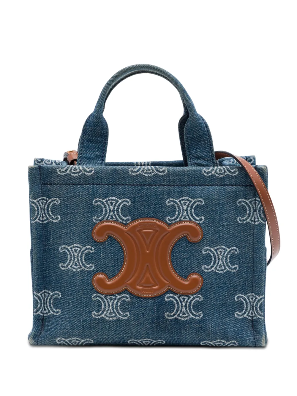 Celine Pre-Owned 2023 Small Denim Triomphe Cabas Thais Tote satchel - Blau