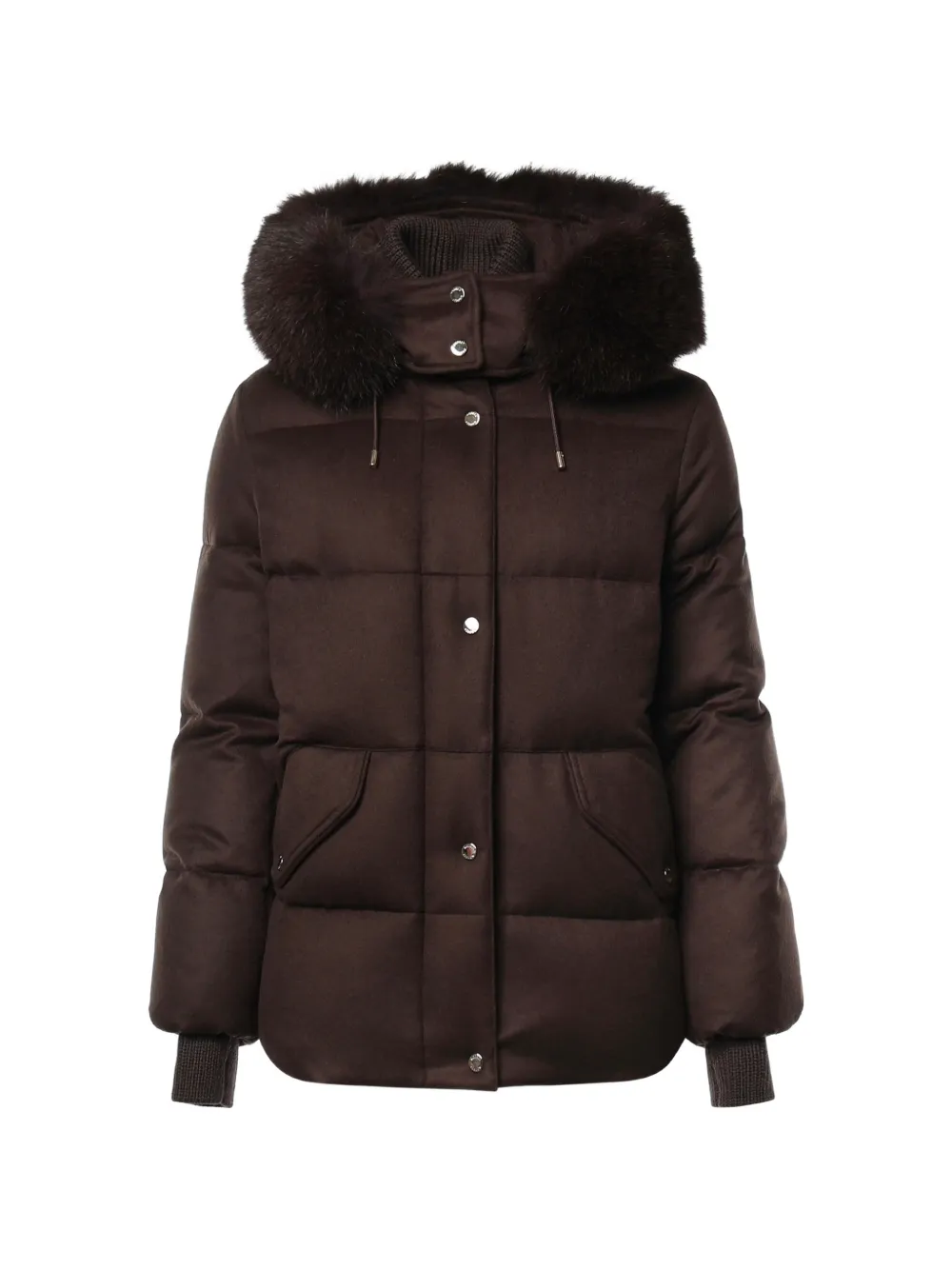 Moorer faux-fur-trimmed hooded puffer jacket - Braun
