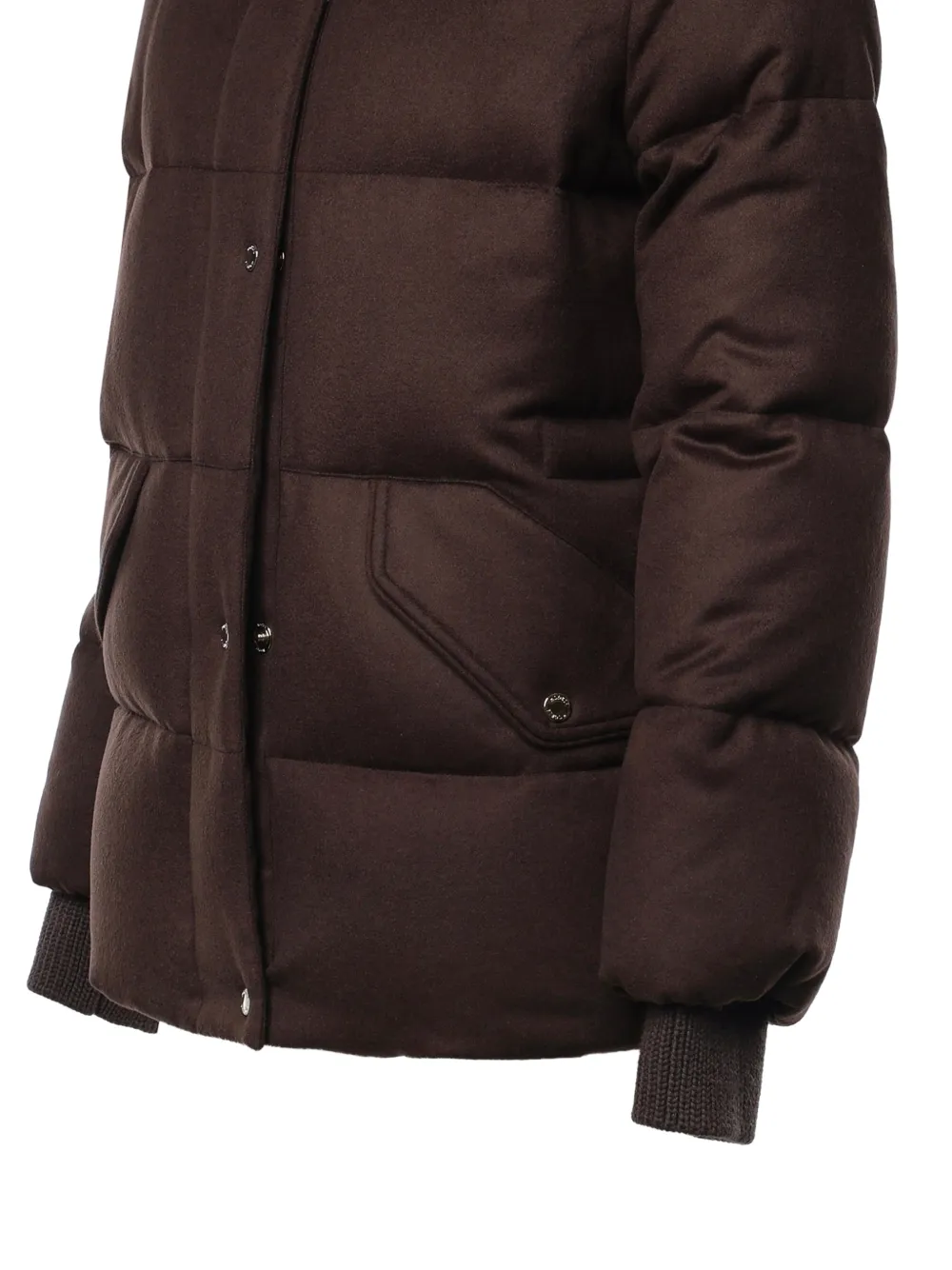 Moorer Donsjack met capuchon en afwerking van imitatiebont Bruin