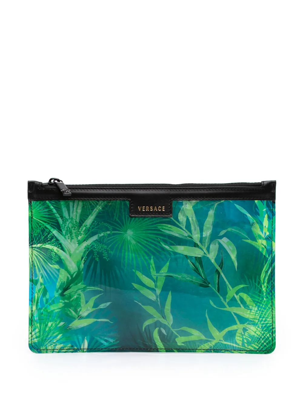 Versace Pre-Owned 2000-2026 PVC ジャングルプリント ジップ クラッチ