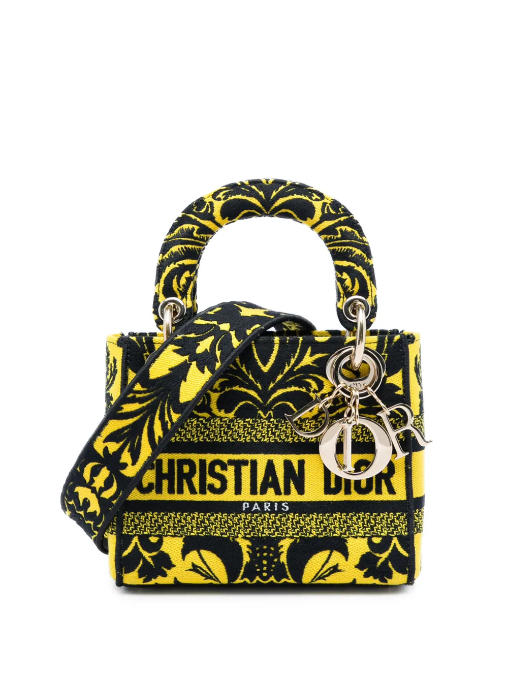 Christian Dior Pre-Owned 2022 Mini Embroidered Canvas Petites Fleurs Lady D Lite satchel - Gelb