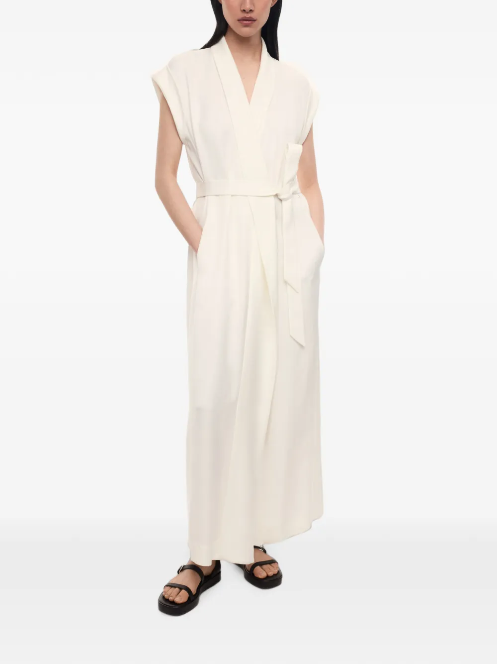 12 STOREEZ Petra maxi-jurk in wikkelstijl Wit
