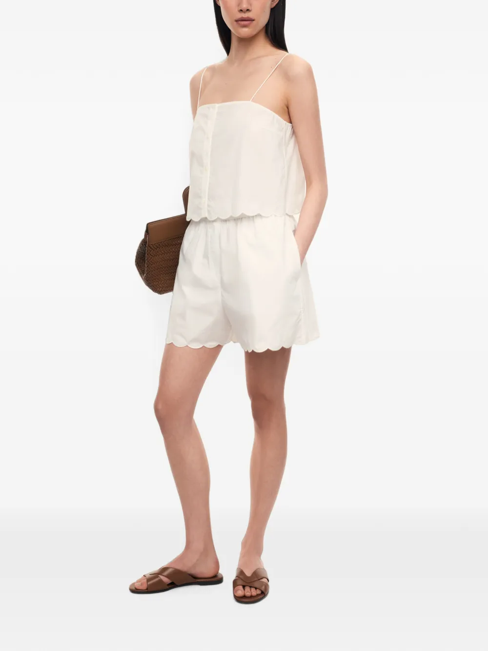 12 STOREEZ Rocaille mini-shorts met gewelfde zoom Wit