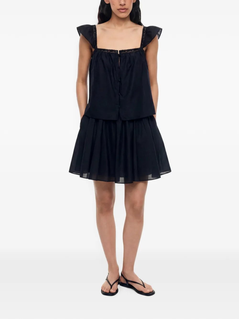 12 STOREEZ Orchard gesmockte mini-rok Zwart
