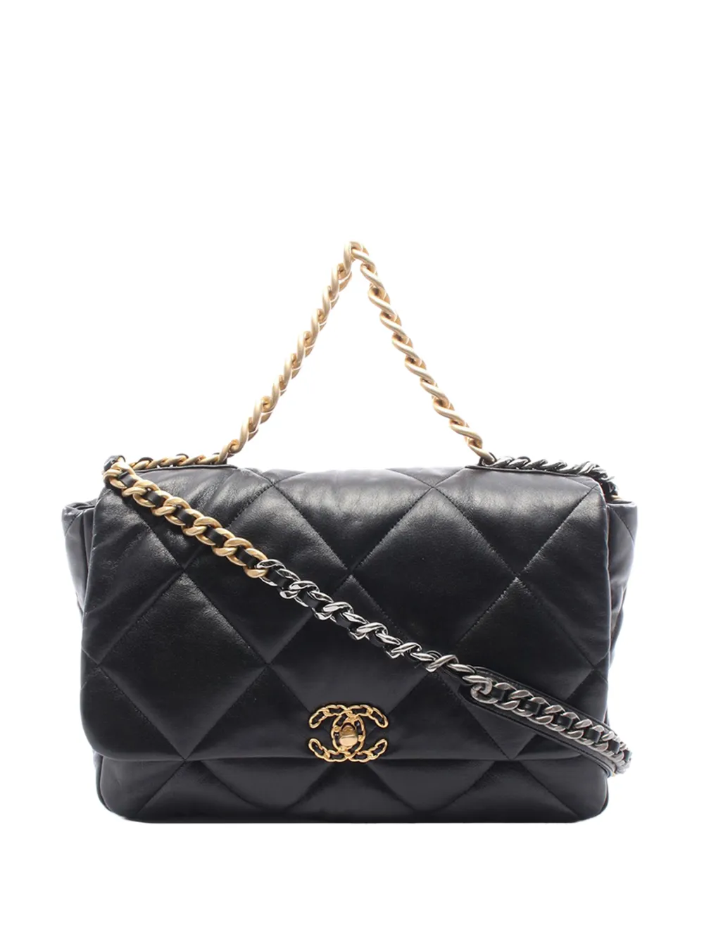 CHANEL Pre-Owned 2019 Maxi Lambskin 19 Flap satchel - Nero