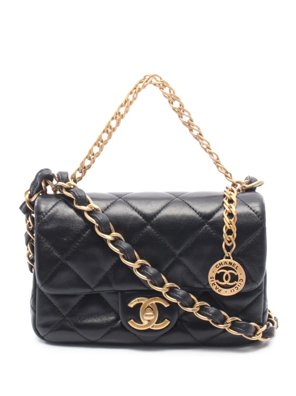 CHANEL Pre-Owned 2021-2026 Small CC Quilted Lambskin Single Flap satchel - Nero