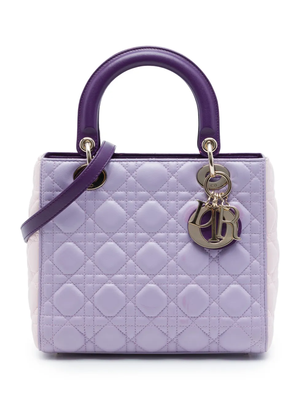 Christian Dior Pre-Owned 2015 Medium Tricolor Lambskin Cannage Lady Dior satchel - Viola