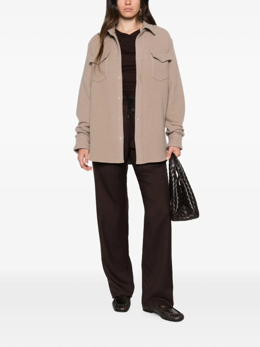 GOD'S TRUE CASHMERE Broek met tailleband met trekkoord Bruin