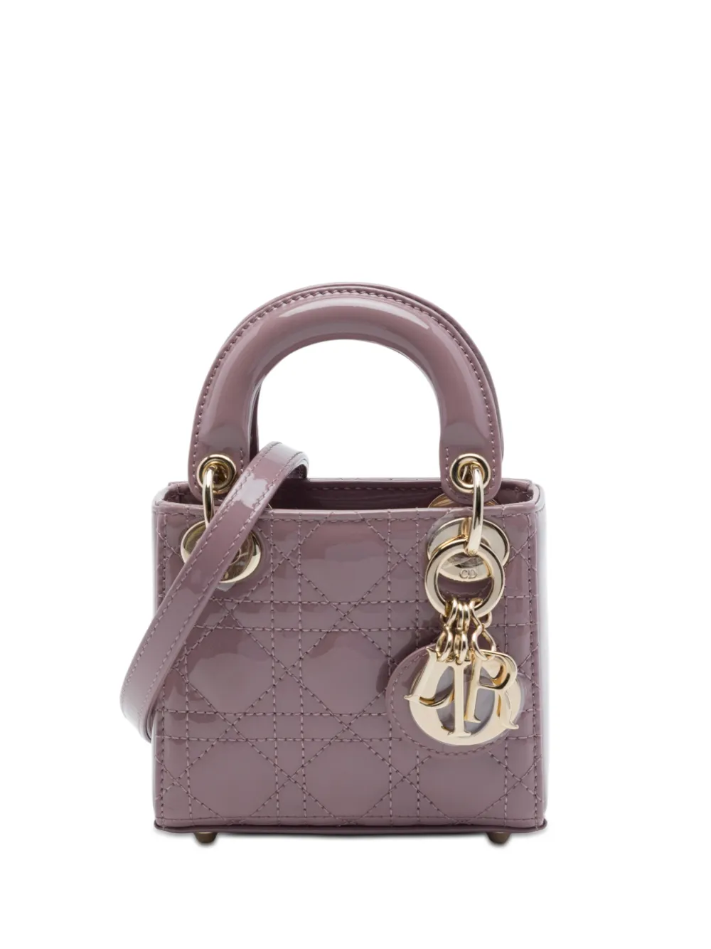 Christian Dior Pre-Owned 2022 Micro Patent Cannage Lady Dior satchel - Rosa