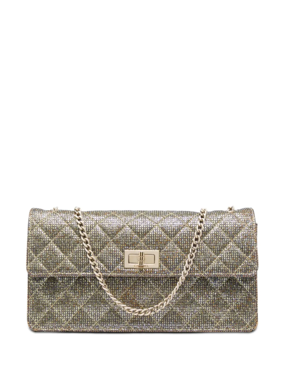 CHANEL Pre-Owned 2010-2011 Quilted Glitter Canvas Reissue 2.55 Flap shoulder bag - Oro