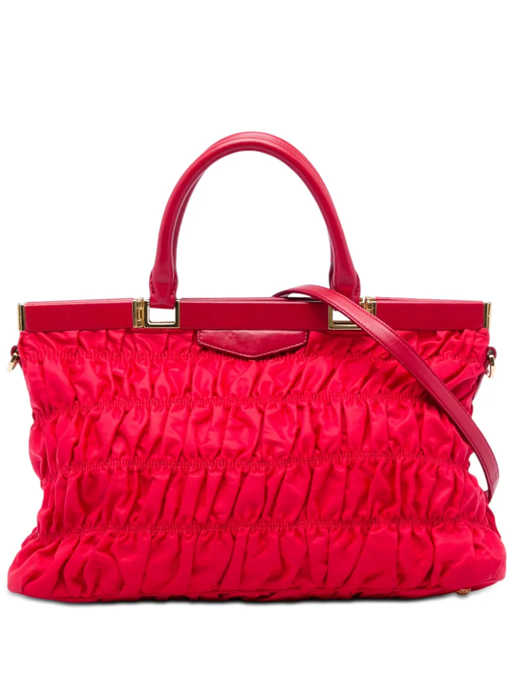 Prada Pre-Owned 2010-2026 Tessuto Gaufre Frame satchel - Rot