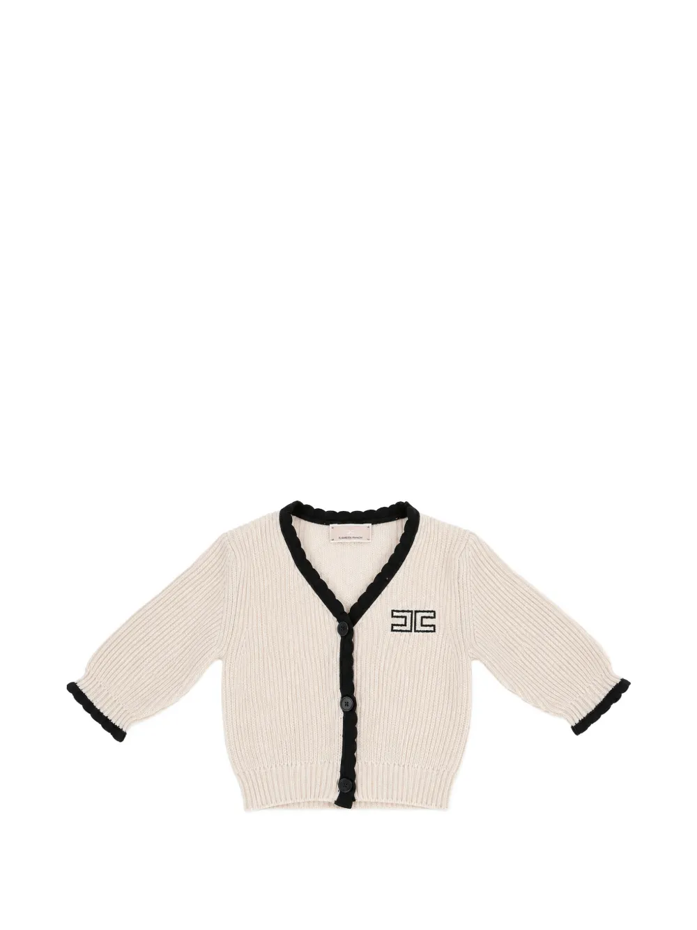 Elisabetta Franchi La Mia Bambina logo-embroidered cardigan - Toni neutri