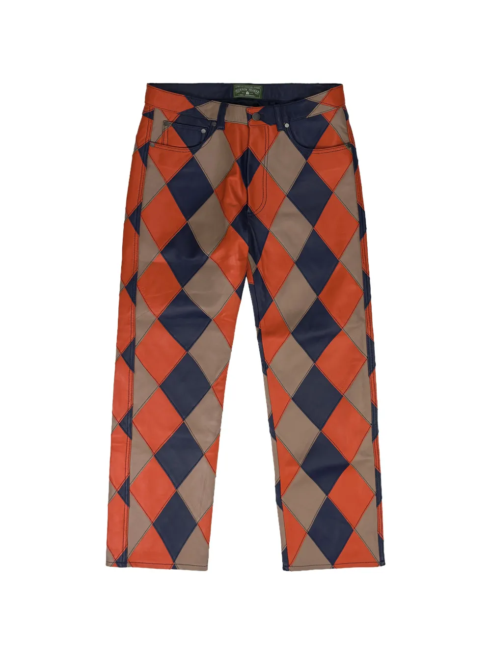 Denim Tears diamond-patch leather trousers - Arancione