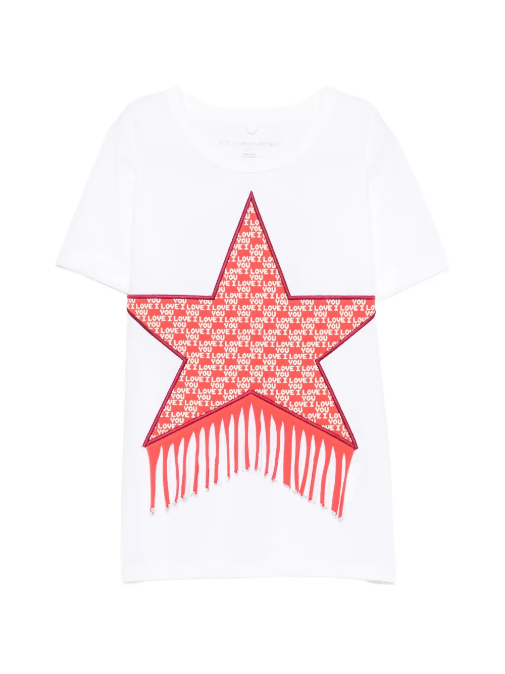 Stella McCartney Kids fringe-detail star-patch T-shirt - Bianco