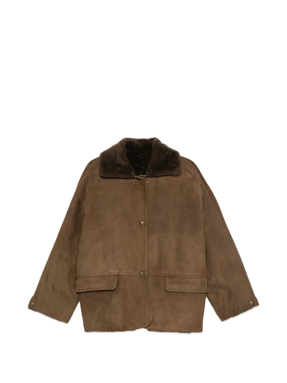 Liska shearling-collar button-fastening jacket - Marrone