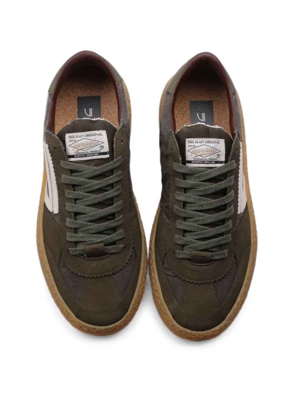 Puraai Gewaxte nylon sneakers Groen
