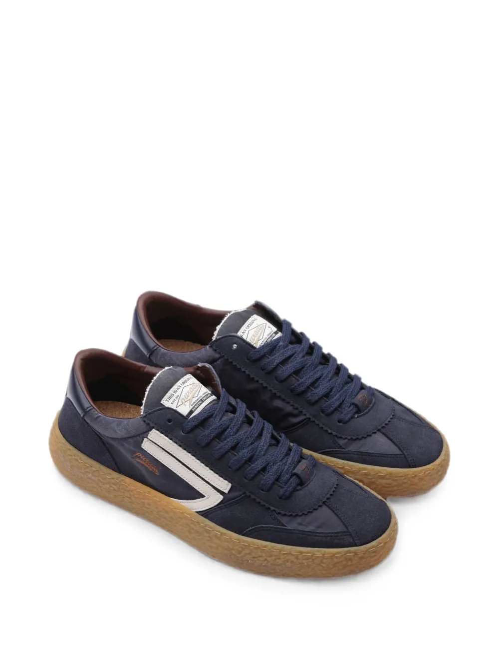 Puraai 1.01 Vintage suède sneakers met vlakken Blauw