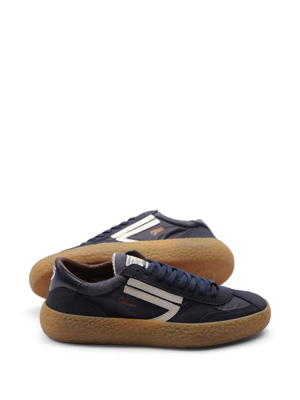 Puraai 1.01 Vintage suède sneakers met vlakken Blauw