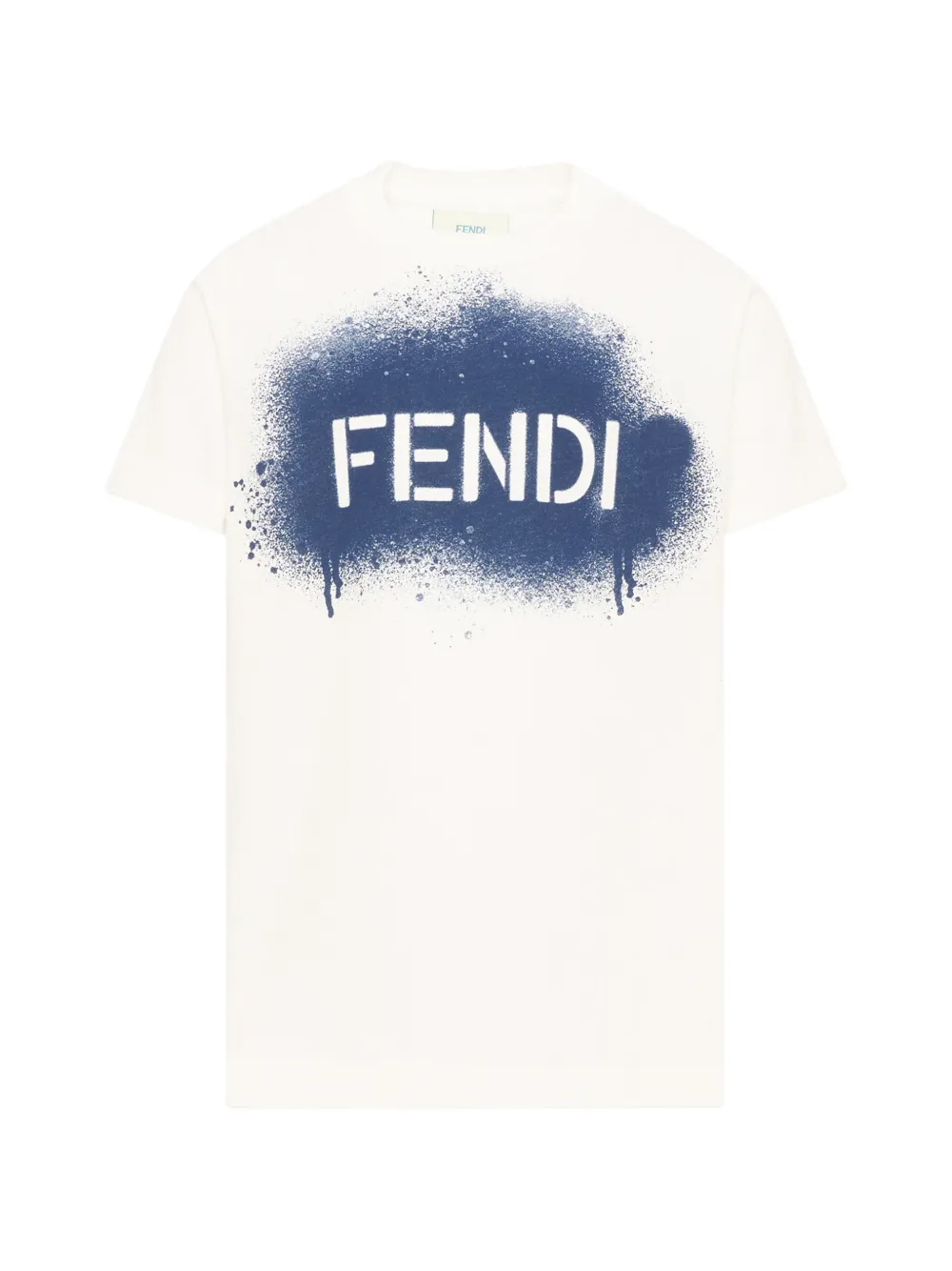 Fendi Kids spray-effect logo-print T-shirt - Bianco