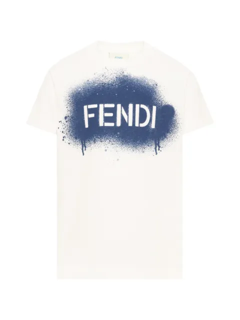 Fendi Kids spray-effect logo-print T-shirt