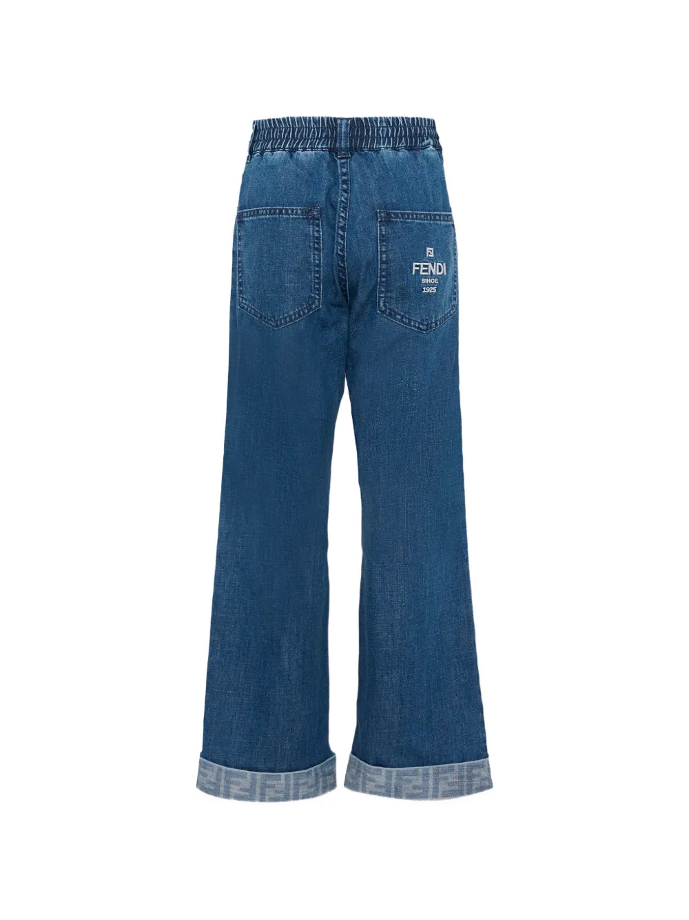 Fendi Kids Jeans met omgeslagen pijpen en FF-logo Blauw