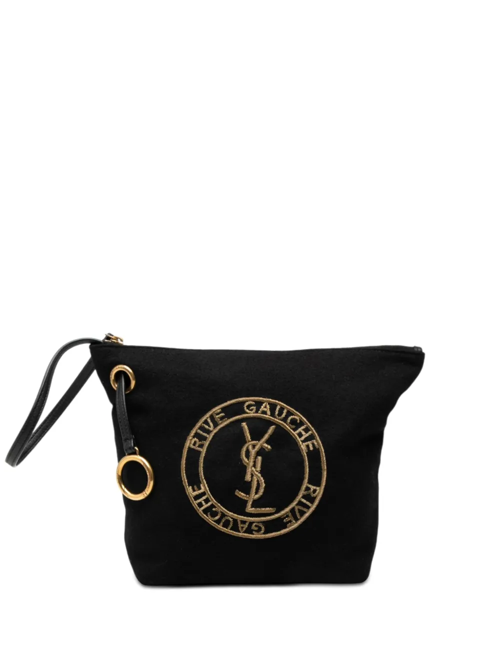 Saint Laurent Pre-Owned 2022 Wool Embroidered Rive Gauche Pouch clutch bag - Nero