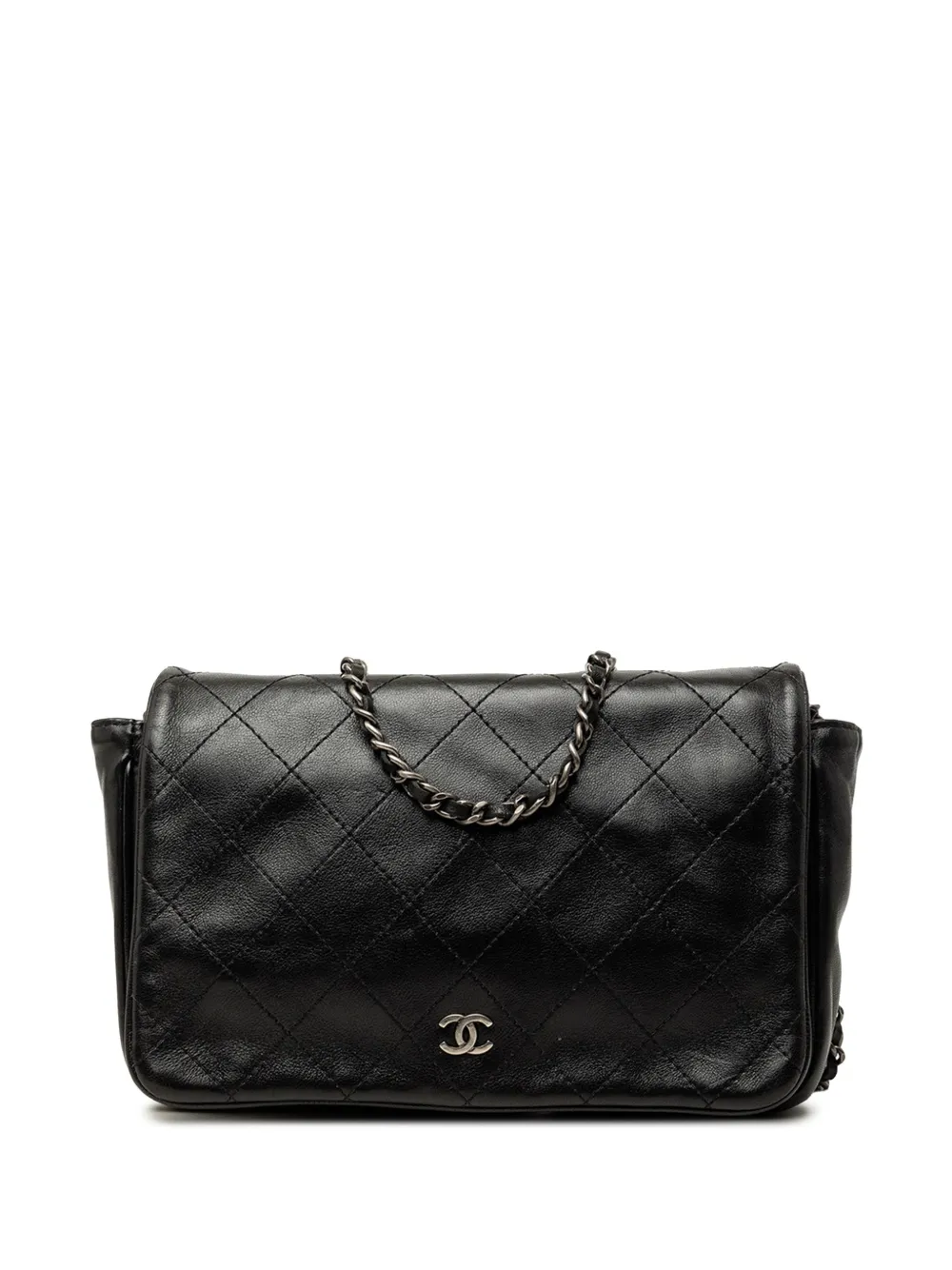 CHANEL Pre-Owned 2013-2014 CC Quilted Lambskin Full Flap Wallet on Chain crossbody bag - Nero