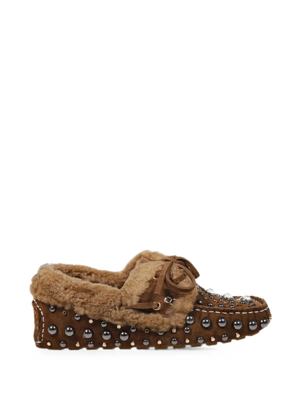 strategia shoes studded shearling-lined loafers - Braun