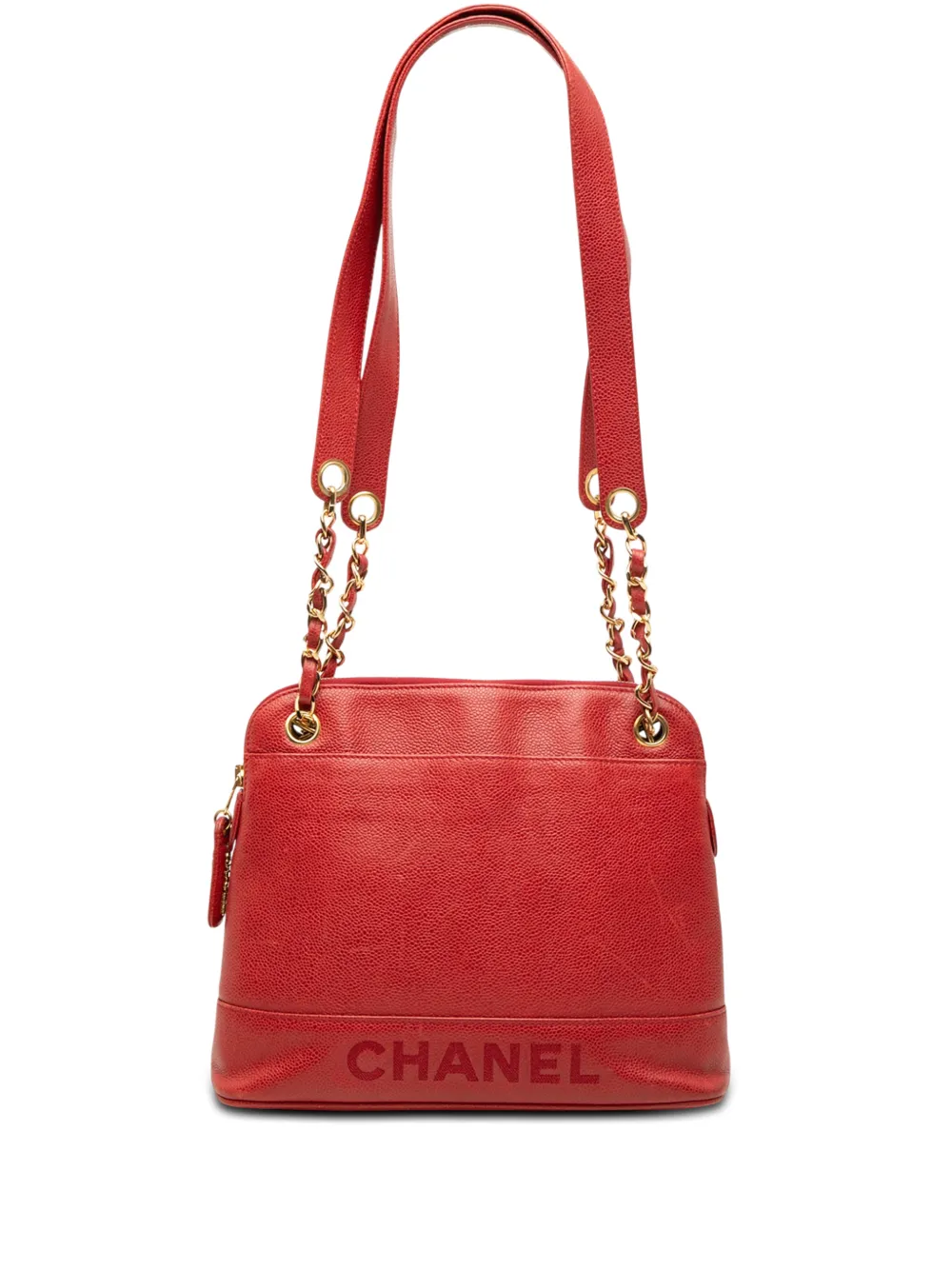 CHANEL Pre-Owned 1996-1997 Caviar Logo Chain shoulder bag - Rosso