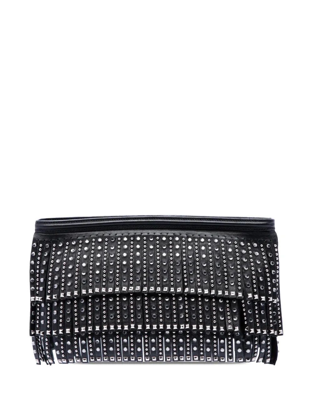 Prada Pre-Owned 2010-2026 Crystal Embellished Leather Fringe clutch bag - Schwarz